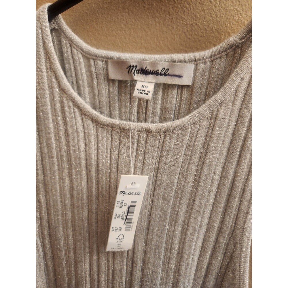 Madewell Top Signature Knit Cutaway Shimmer Knit Sleeveless Sweater Size XS NWT - Picture 2 of 4